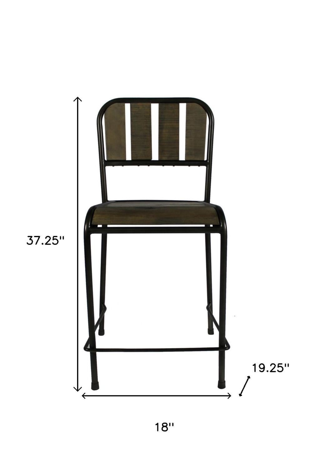 37" Brown And Black Retro Reclaimed Wood and Metal Counter Height Bar Chair By Homeroots | Bar Stools | Modishstore - 5