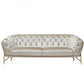 88" Beige Tufted Velvet and Gold Chesterfield Sofa By Homeroots | Sofas | Modishstore