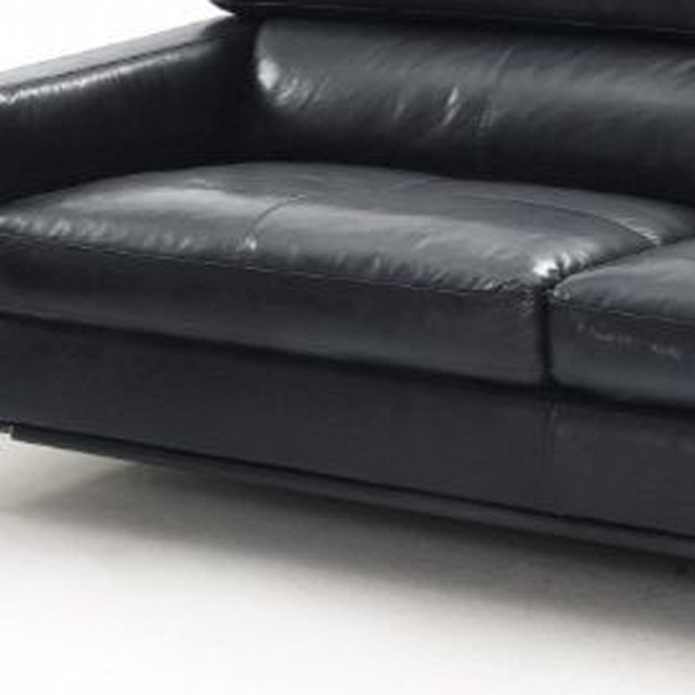 79" Black Silver Genuine Leather Sofa By Homeroots | Sofas | Modishstore - 3