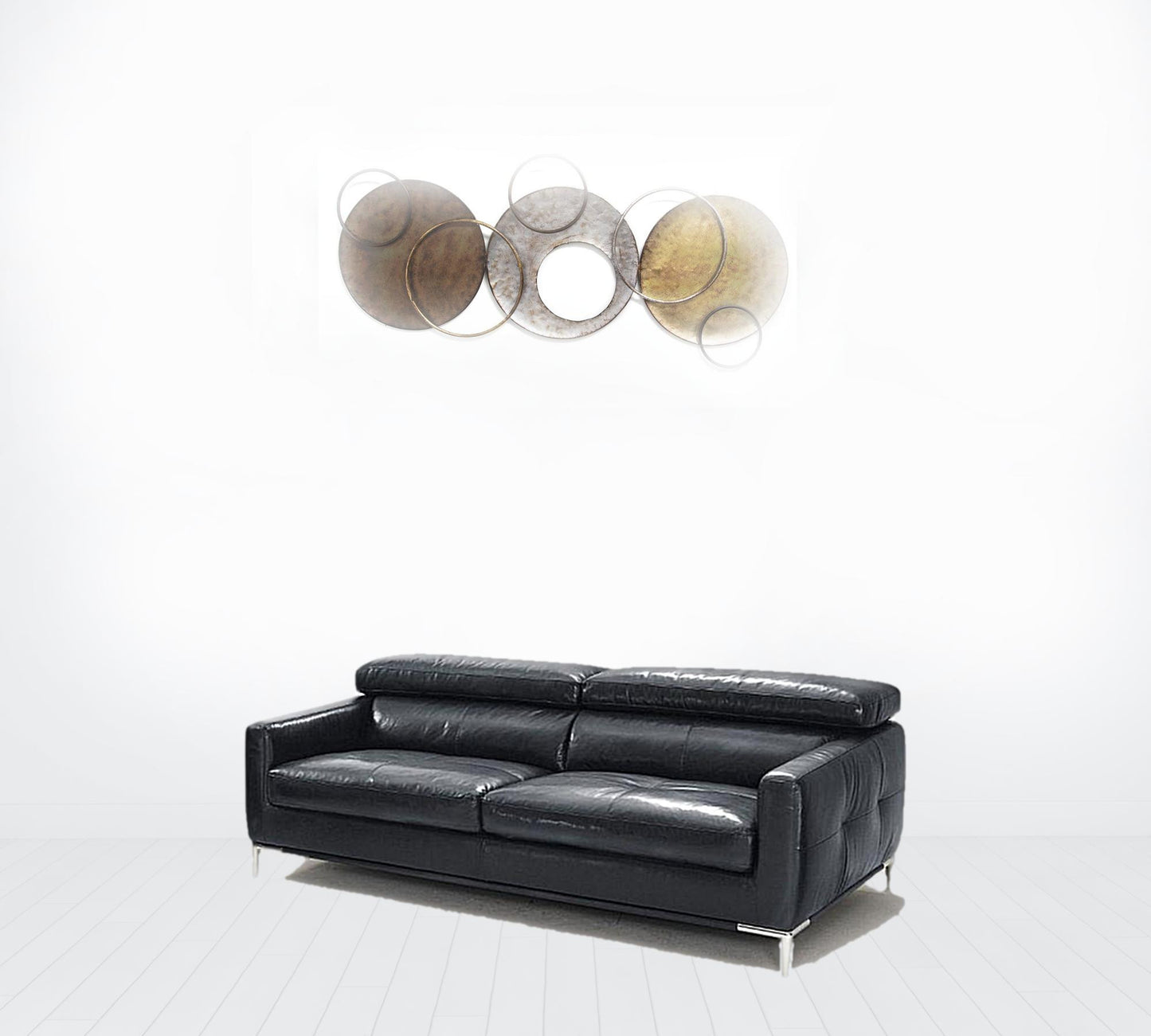 79" Black Silver Genuine Leather Sofa By Homeroots | Sofas | Modishstore - 2