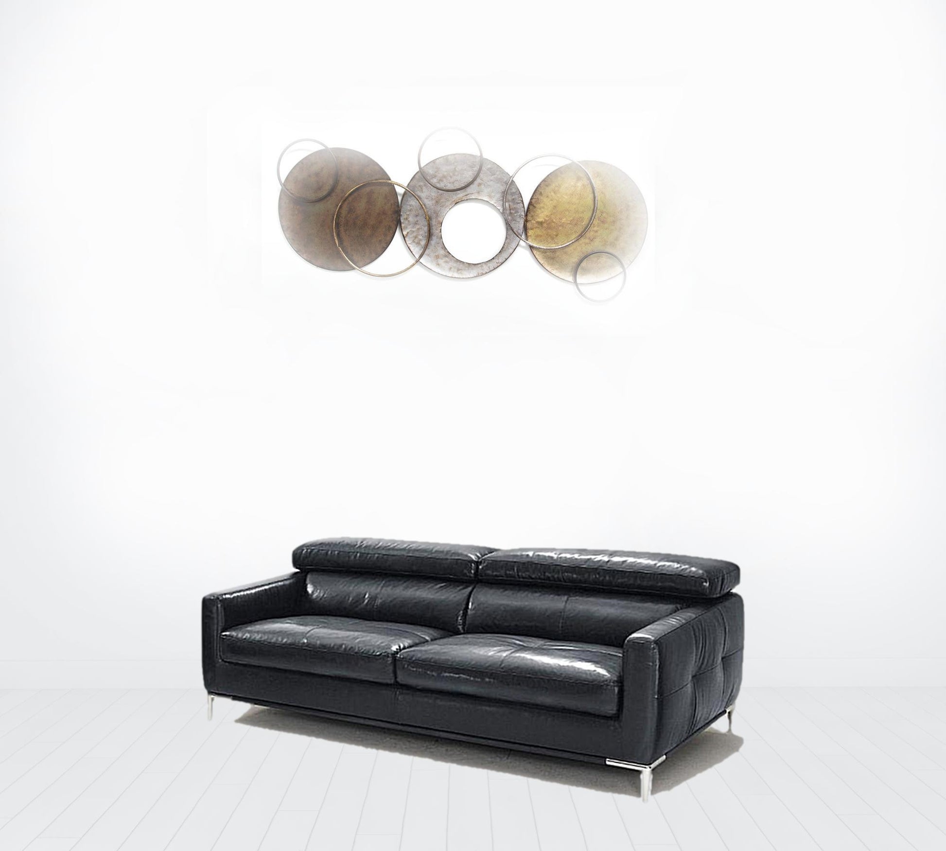 79" Black Silver Genuine Leather Sofa By Homeroots | Sofas | Modishstore - 2