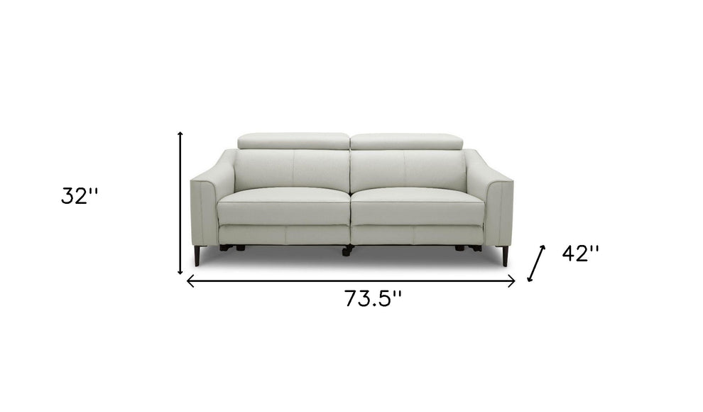 74" Grey Genuine Leather and Black Reclining Sofa By Homeroots | Sofas | Modishstore - 5