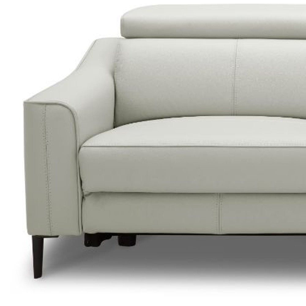 74" Grey Genuine Leather and Black Reclining Sofa By Homeroots | Sofas | Modishstore - 4