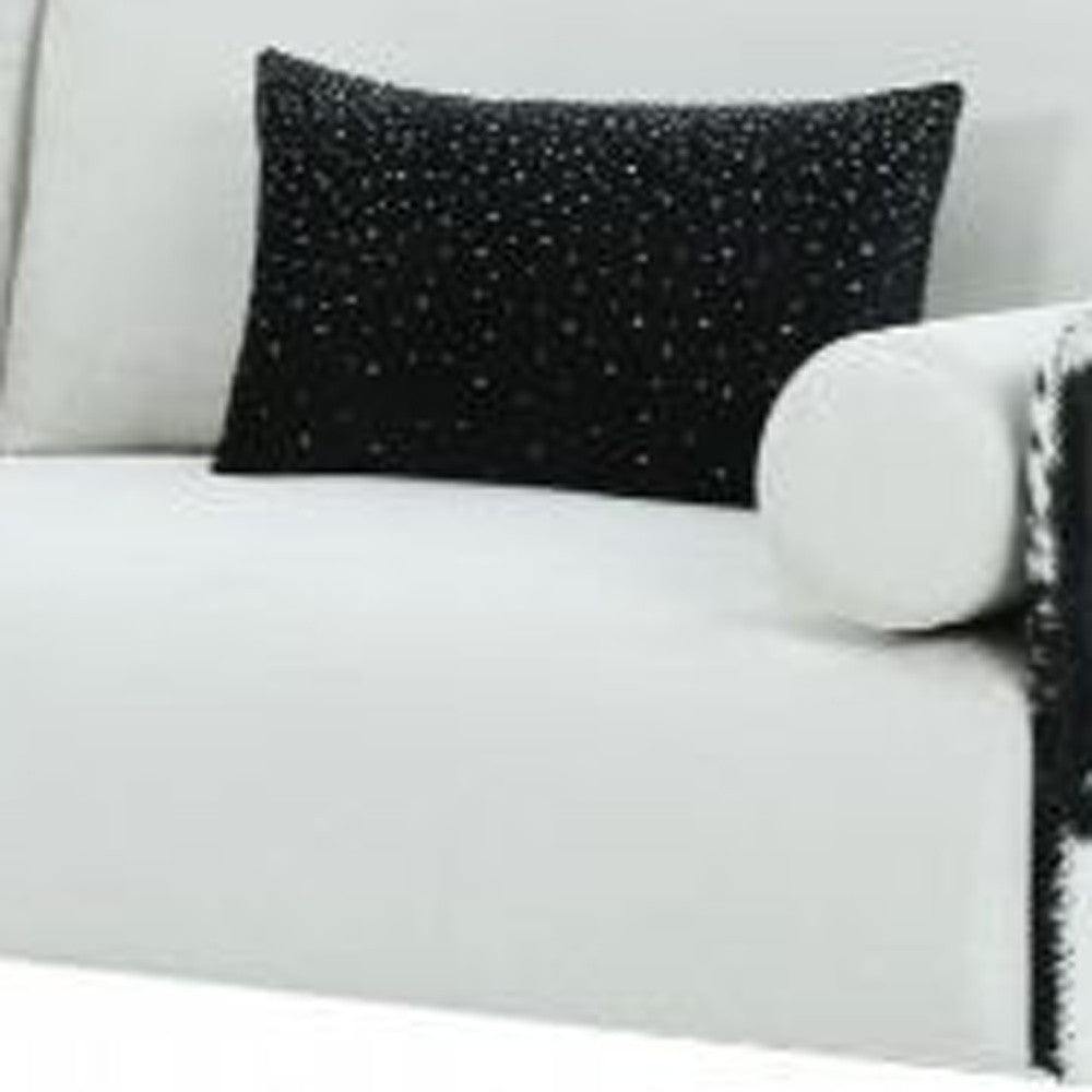 89" White Faux Cowhide and Silver Sofa By Homeroots | Sofas | Modishstore - 4