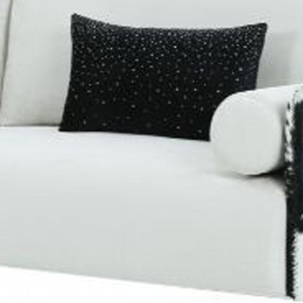 89" White Faux Cowhide and Silver Sofa By Homeroots | Sofas | Modishstore - 4