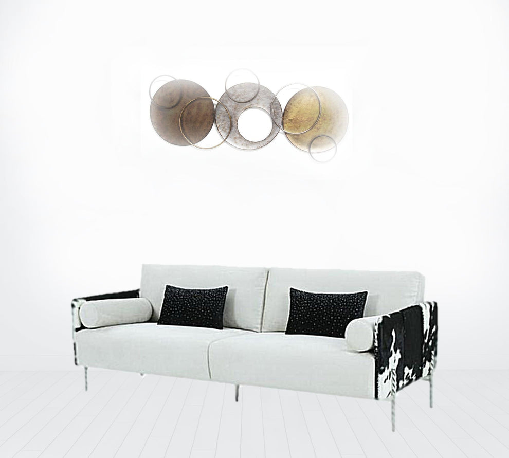 89" White Faux Cowhide and Silver Sofa By Homeroots | Sofas | Modishstore - 2
