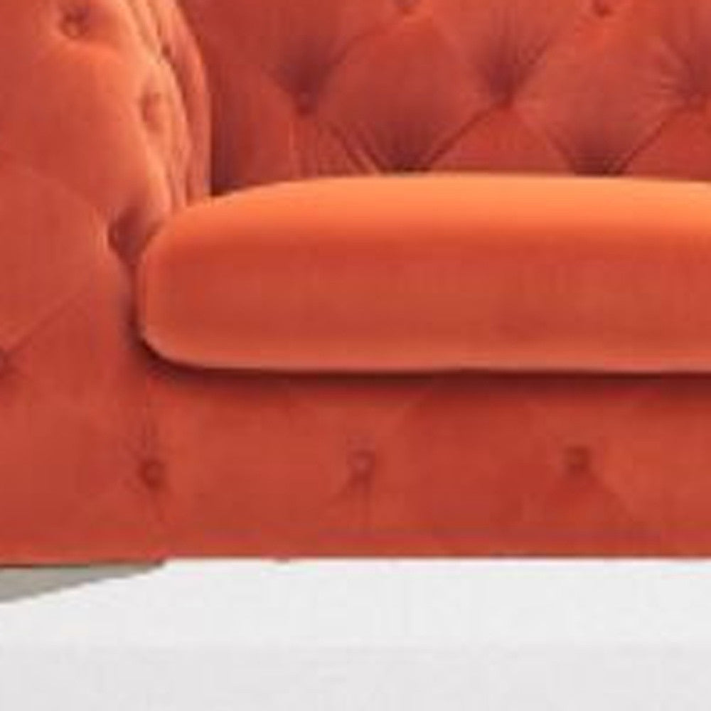97" Orange Silver Chesterfield Sofa By Homeroots | Sofas | Modishstore - 3