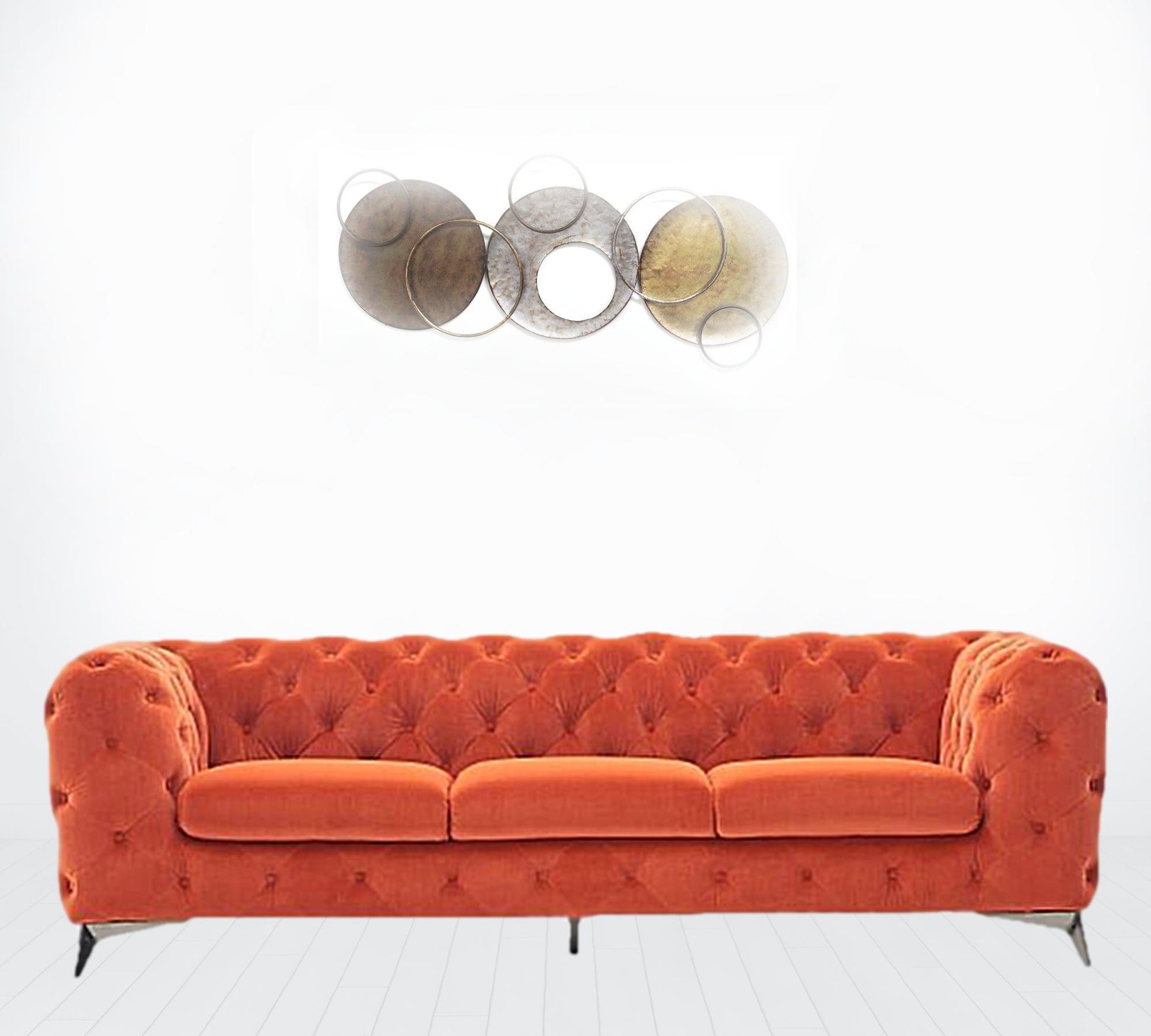 97" Orange Silver Chesterfield Sofa By Homeroots | Sofas | Modishstore - 2