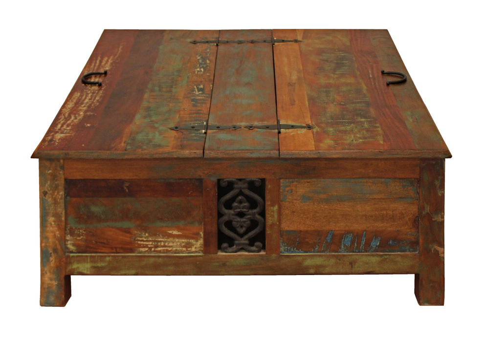 40" Rustic Brown Reclaimed Wood Square Lift Top Coffee Table By Homeroots | Coffee Tables | Modishstore - 5