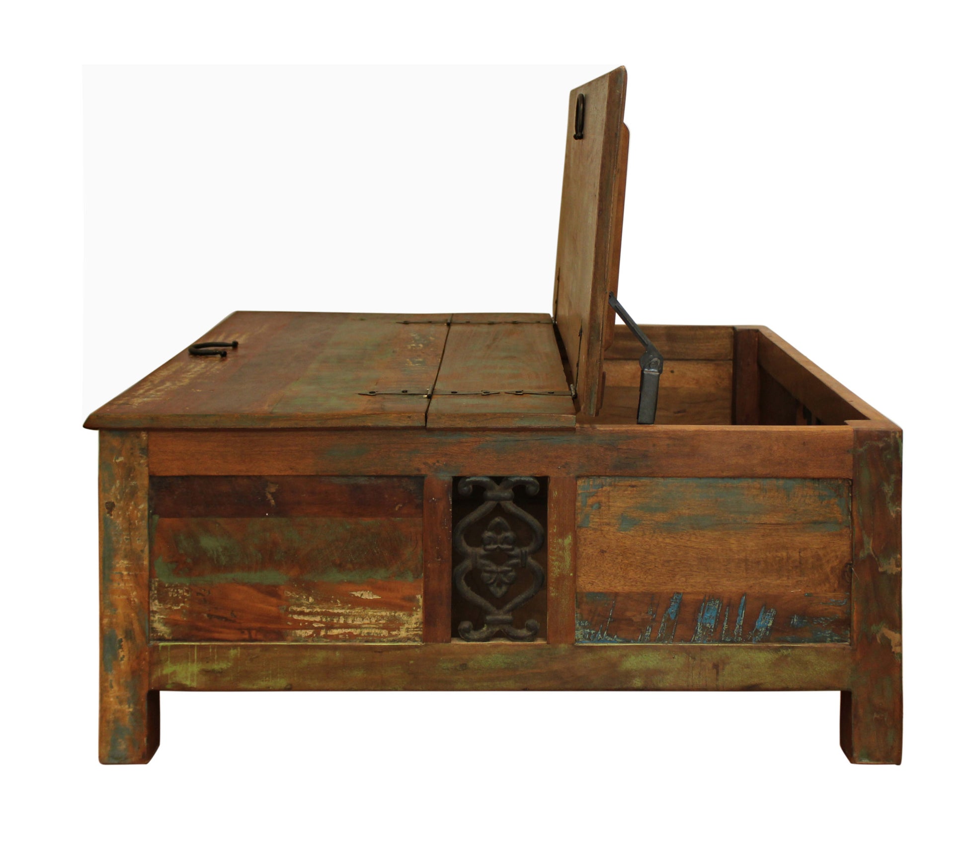 40" Rustic Brown Reclaimed Wood Square Lift Top Coffee Table By Homeroots | Coffee Tables | Modishstore - 3