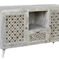 55" Gray Solid Wood Distressed Console Table With Storage With Storage By Homeroots | Console Tables | Modishstore - 3