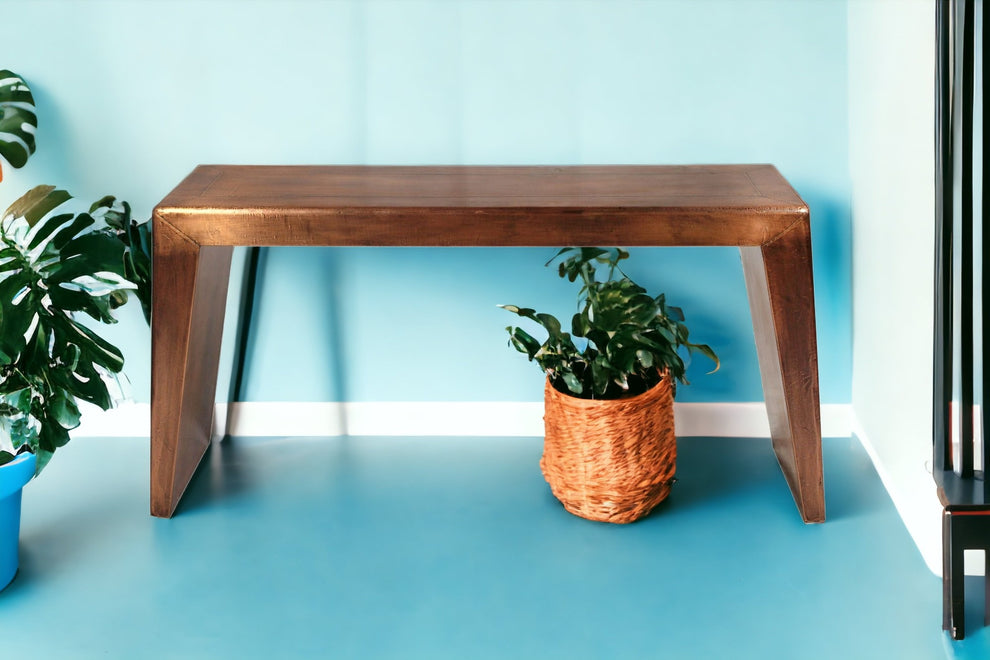 60" Copper Aluminum Sled Console Table By Homeroots | Console Tables | Modishstore - 4