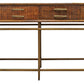 72" Brown and Brass Solid Wood Distressed Frame Console Table With Storage By Homeroots | Console Tables | Modishstore