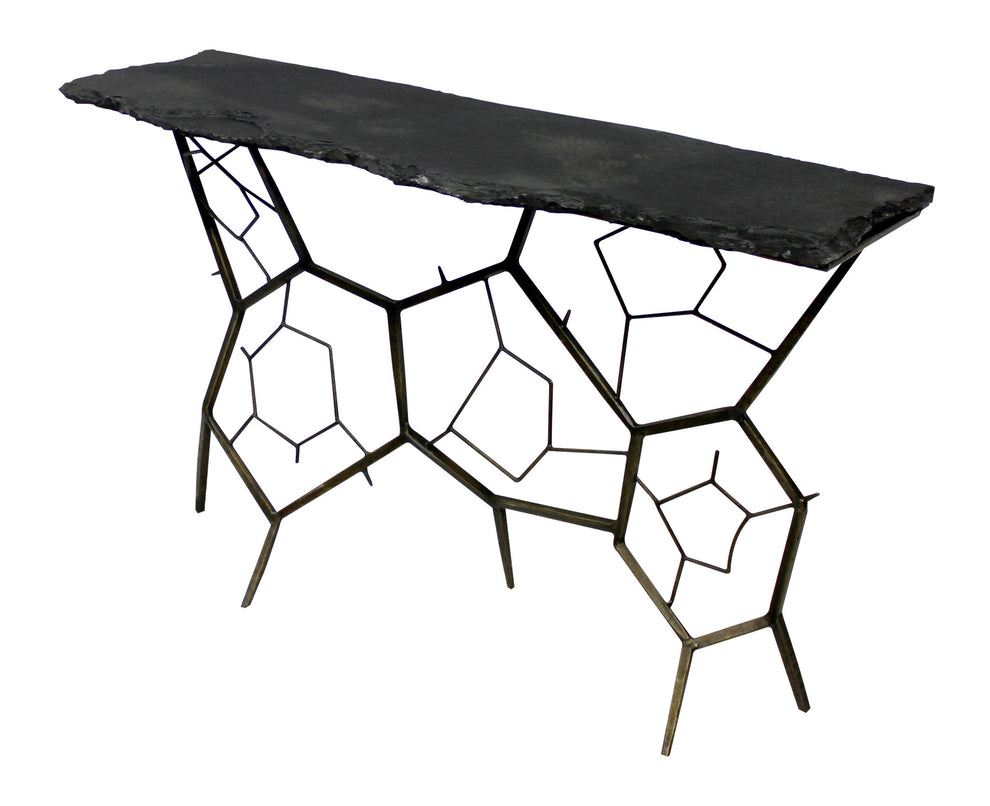 51" Black Stone Abstract Console Table By Homeroots | Console Tables | Modishstore - 2