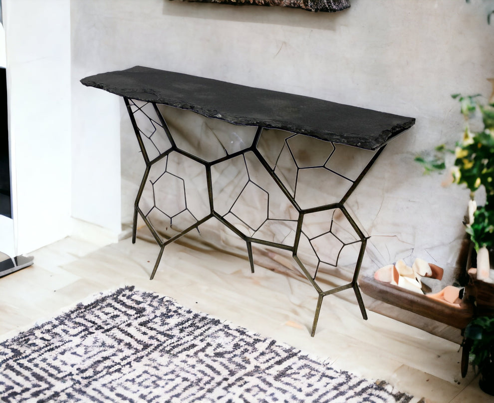51" Black Stone Abstract Console Table By Homeroots | Console Tables | Modishstore - 3