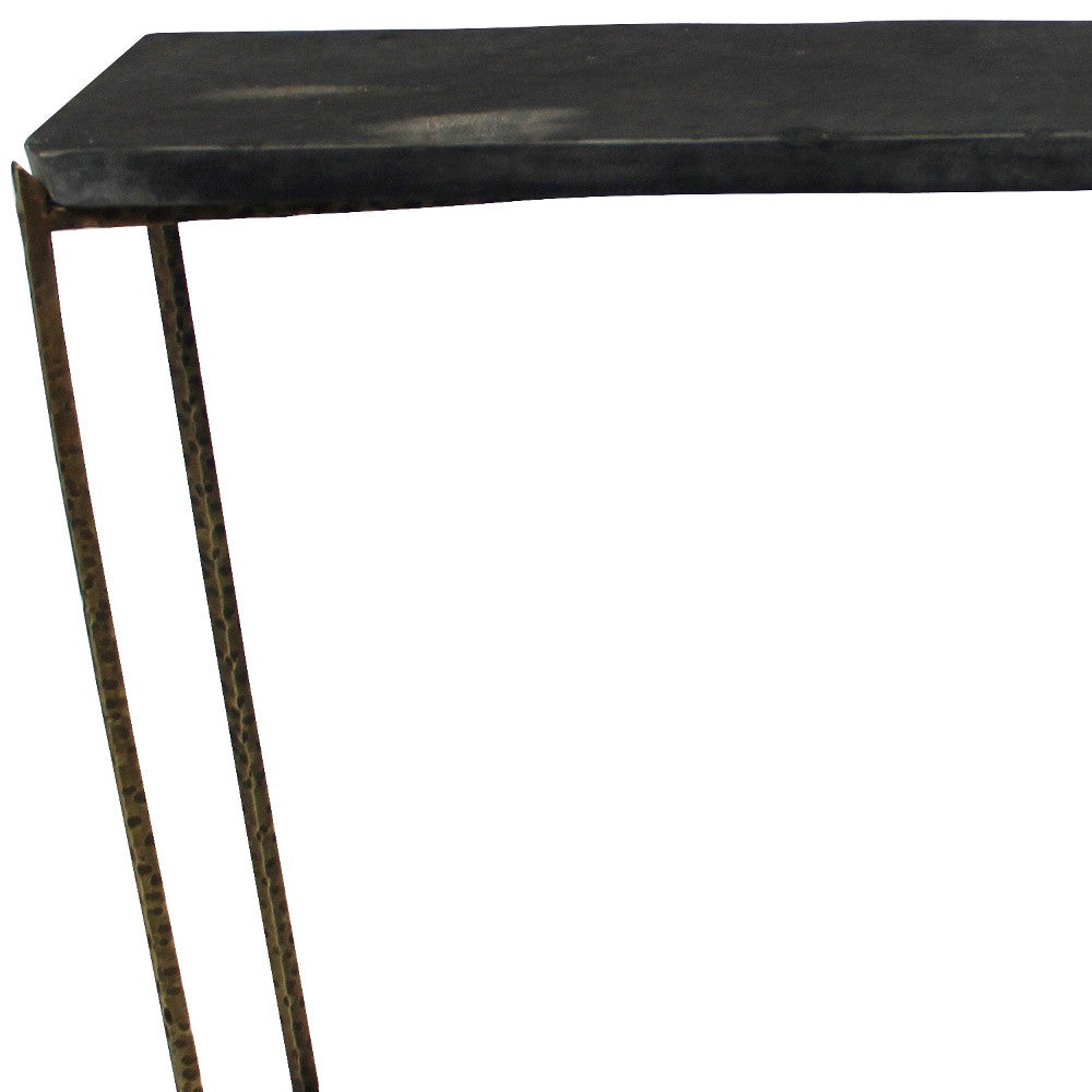 48" Black and Gold Stone Frame Console Table By Homeroots | Console Tables | Modishstore - 4