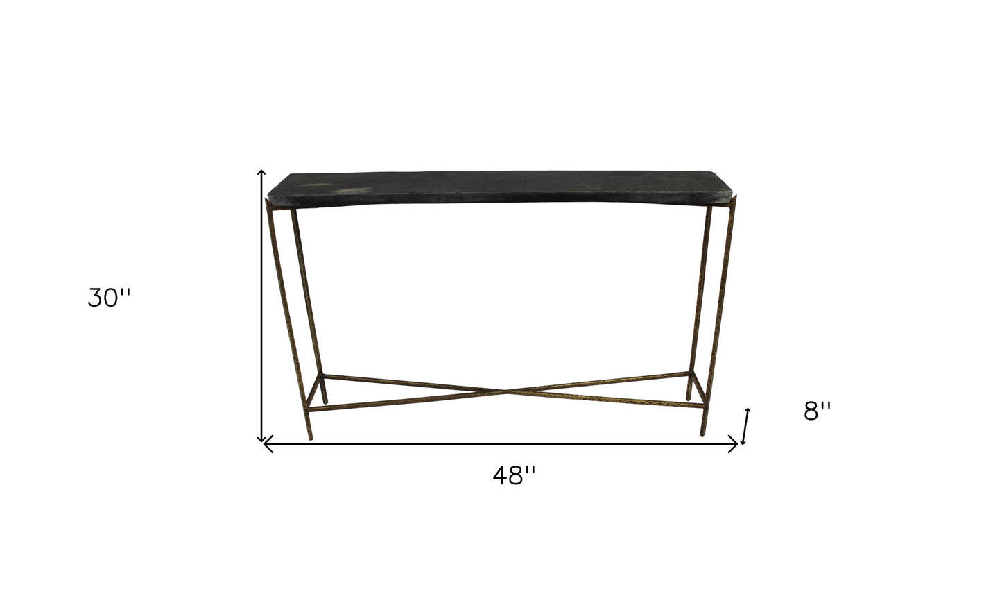 48" Black and Gold Stone Frame Console Table By Homeroots