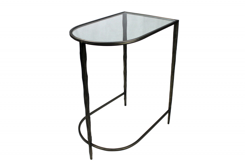 Set of Two 25" Clear and Gold Glass Free Form Frame Console Table By Homeroots | Console Tables | Modishstore