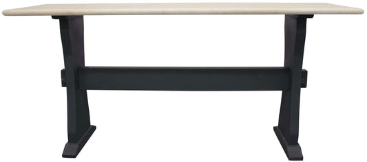 70" Ivory and Black Genuine Marble Trestle Console Table By Homeroots | Console Tables | Modishstore