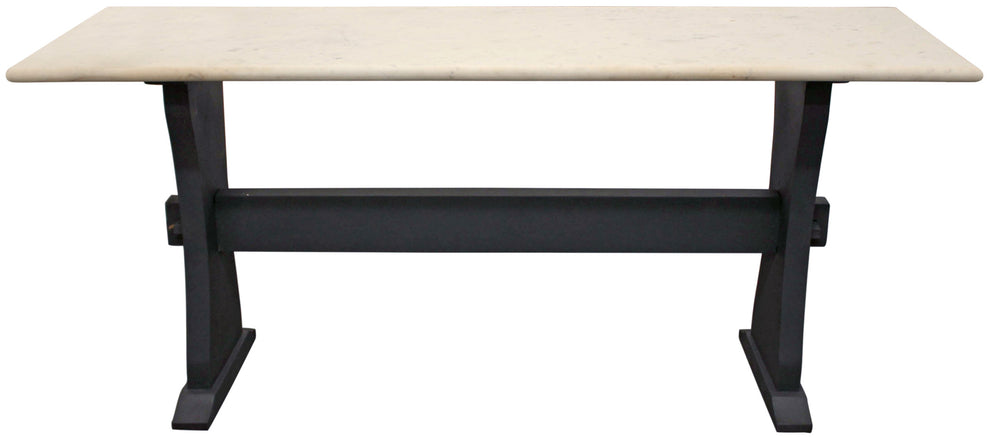 70" Ivory and Black Genuine Marble Trestle Console Table By Homeroots | Console Tables | Modishstore - 3