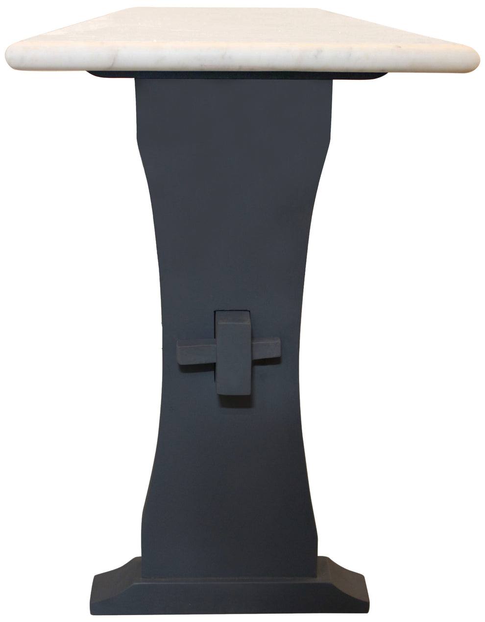 70" Ivory and Black Genuine Marble Trestle Console Table By Homeroots | Console Tables | Modishstore - 5