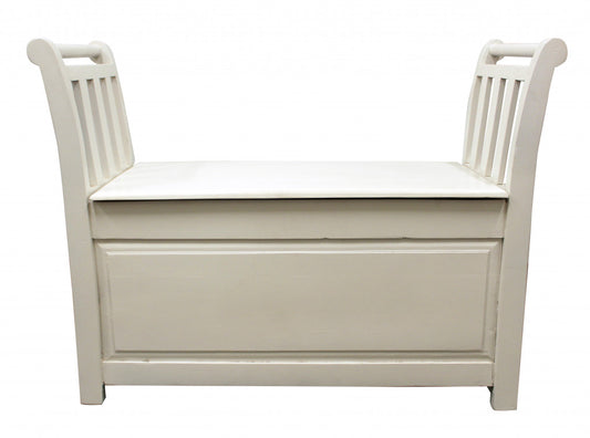 38" White Solid Wood Entryway Bench With Flip Top and High Sides By Homeroots | Benches | Modishstore