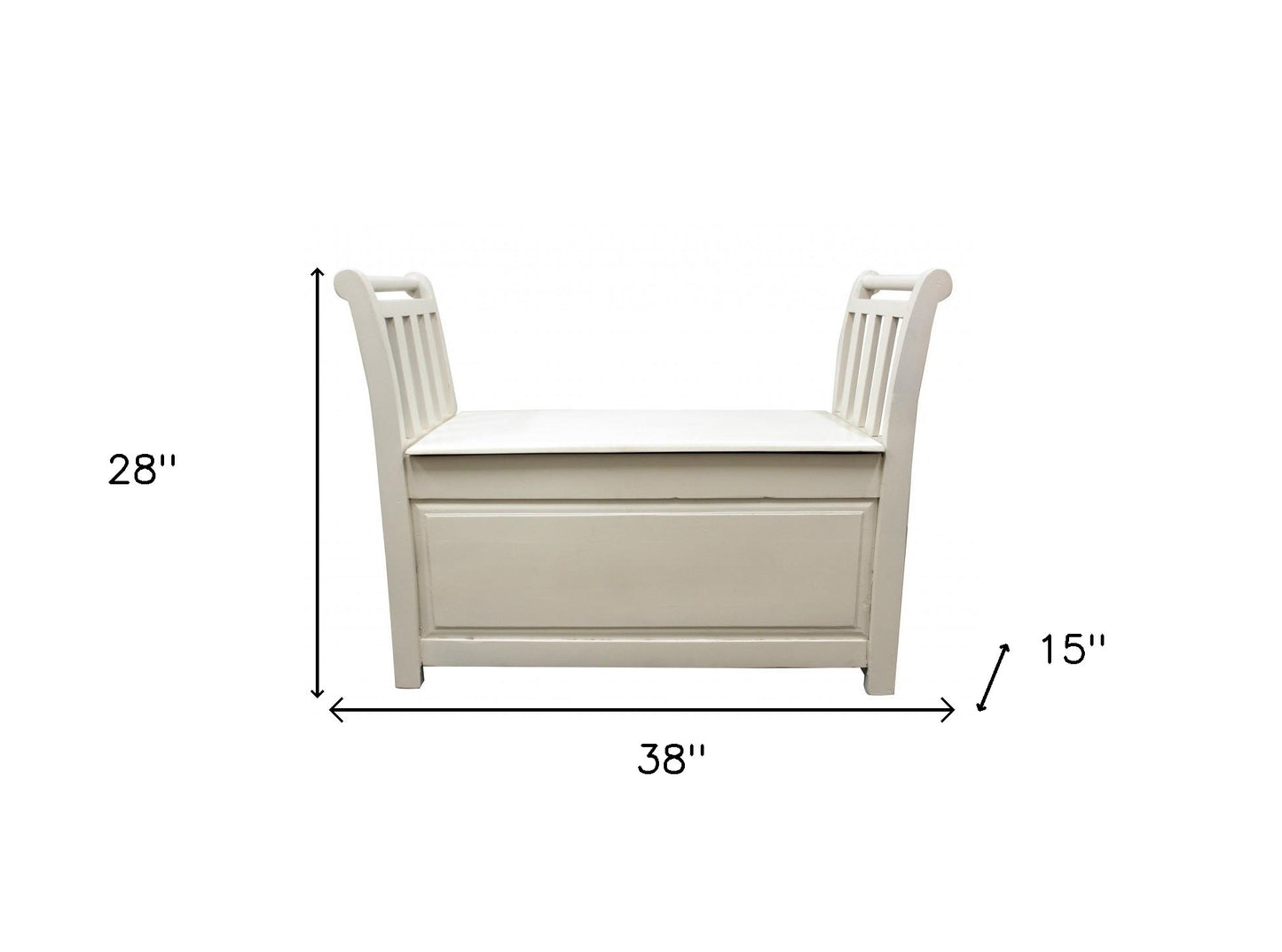 38" White Solid Wood Entryway Bench With Flip Top and High Sides By Homeroots | Benches | Modishstore - 4