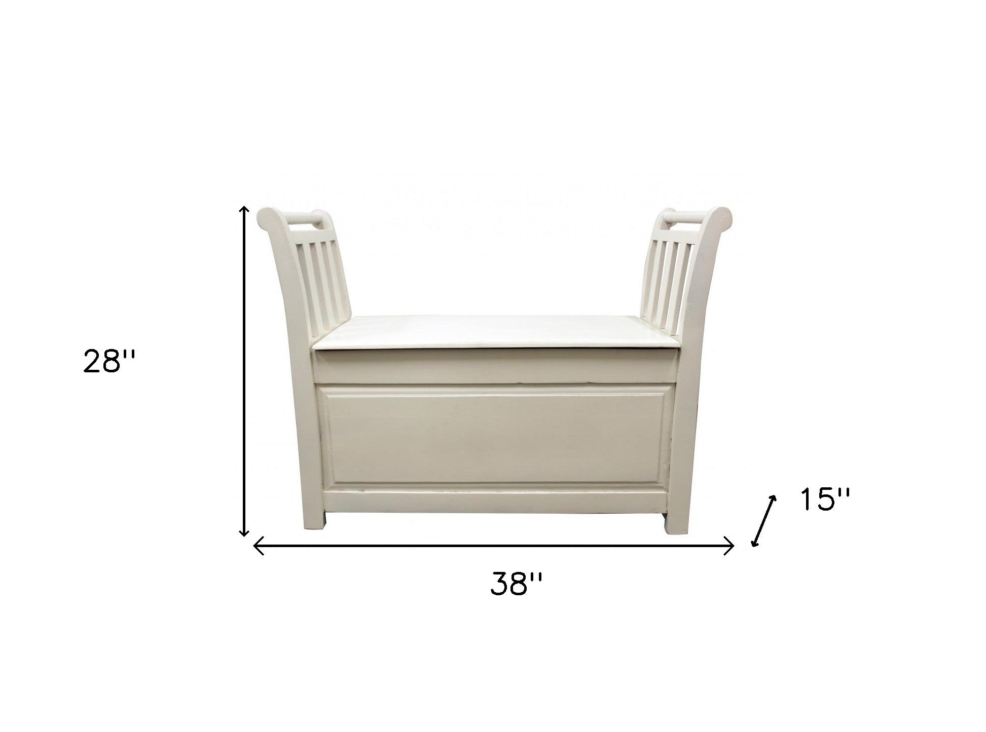 38" White Solid Wood Entryway Bench With Flip Top and High Sides By Homeroots | Benches | Modishstore - 4