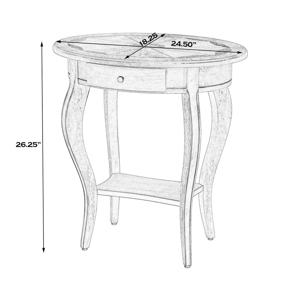26" Beige Manufactured Wood Oval End Table With Drawer And Shelf By Homeroots | End Tables | Modishstore - 8