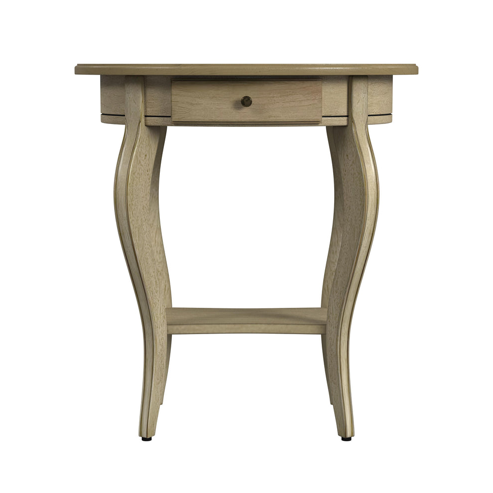 26" Beige Manufactured Wood Oval End Table With Drawer And Shelf By Homeroots | End Tables | Modishstore - 2