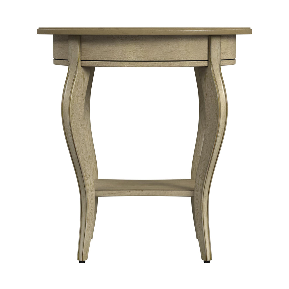 26" Beige Manufactured Wood Oval End Table With Drawer And Shelf By Homeroots | End Tables | Modishstore - 4