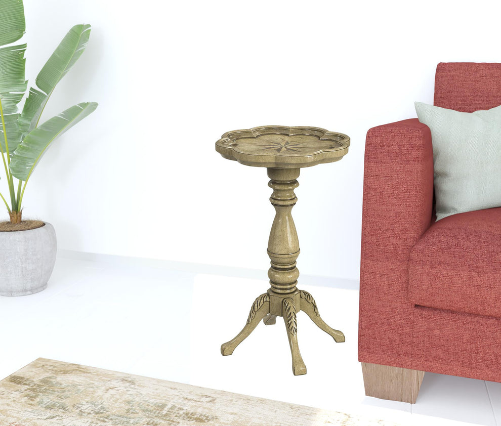 20" Beige Manufactured Wood Round End Table By Homeroots | End Tables | Modishstore - 5