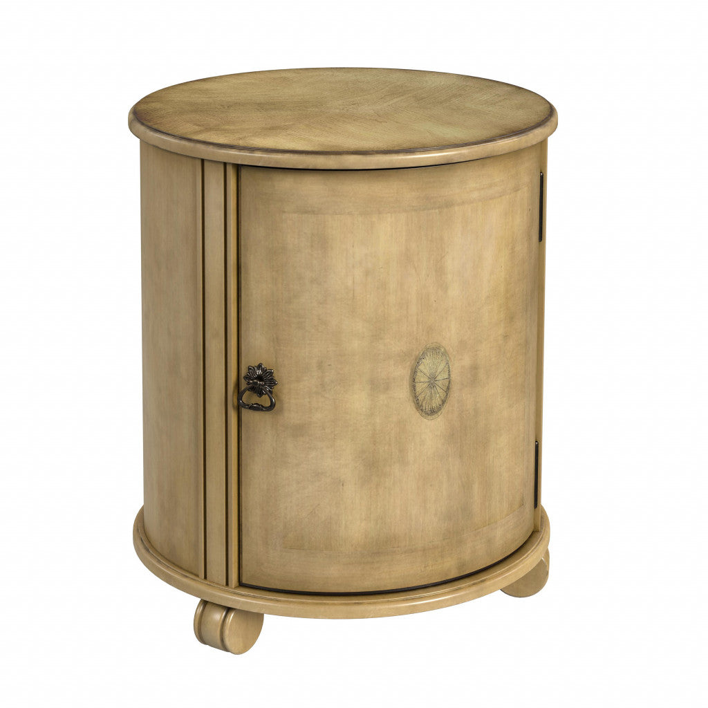 24" Beige Manufactured Wood Round End Table With Shelf By Homeroots | End Tables | Modishstore