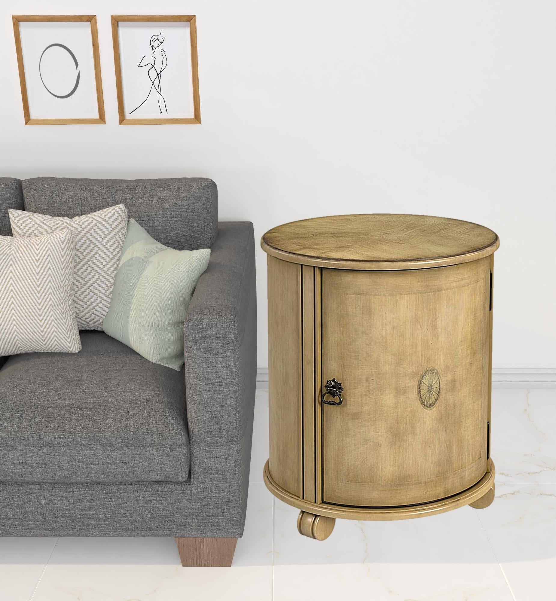 24" Beige Manufactured Wood Round End Table With Shelf By Homeroots | End Tables | Modishstore - 6