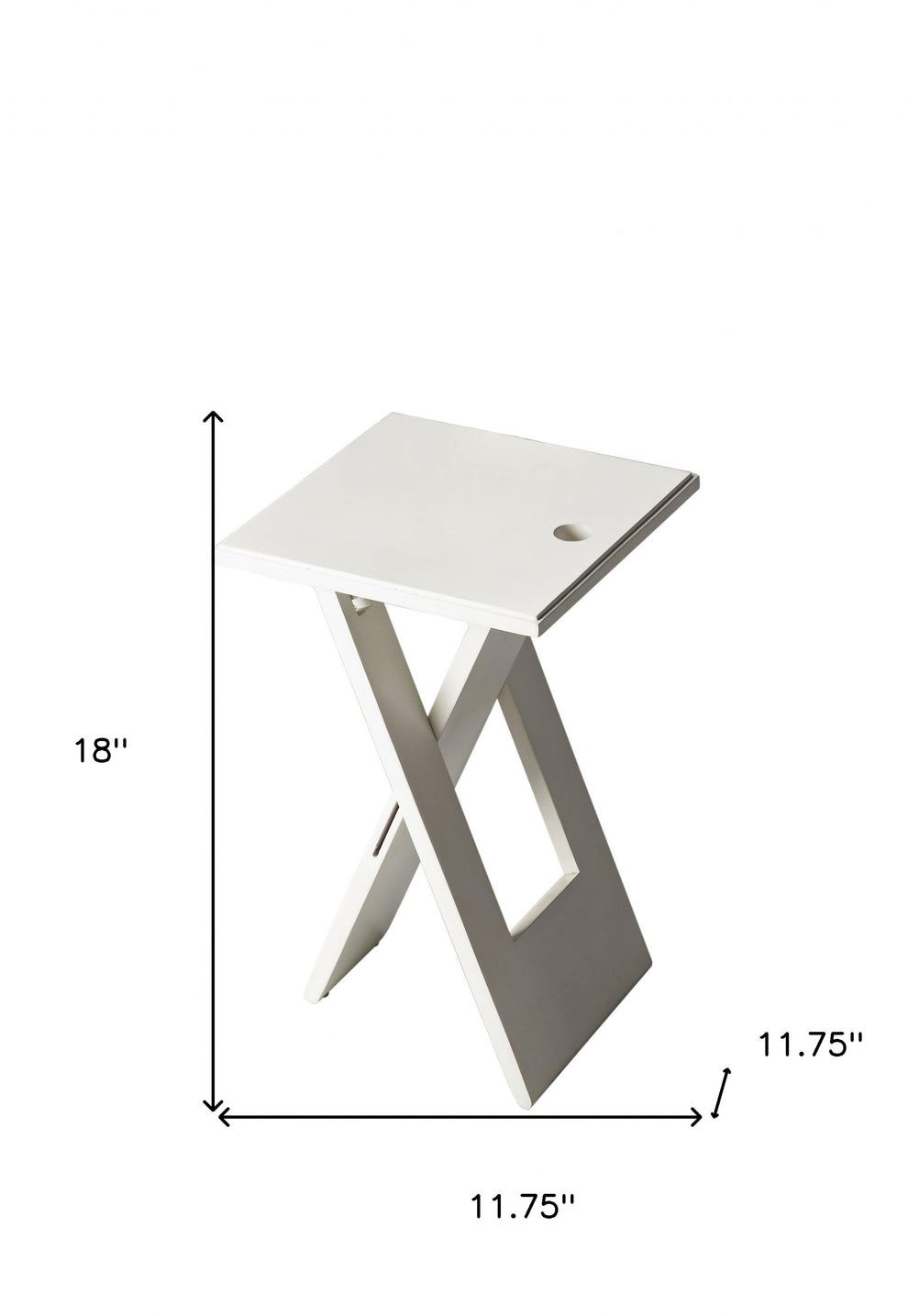 18" White Solid Wood Square Folding End Table By Homeroots | End Tables | Modishstore - 5