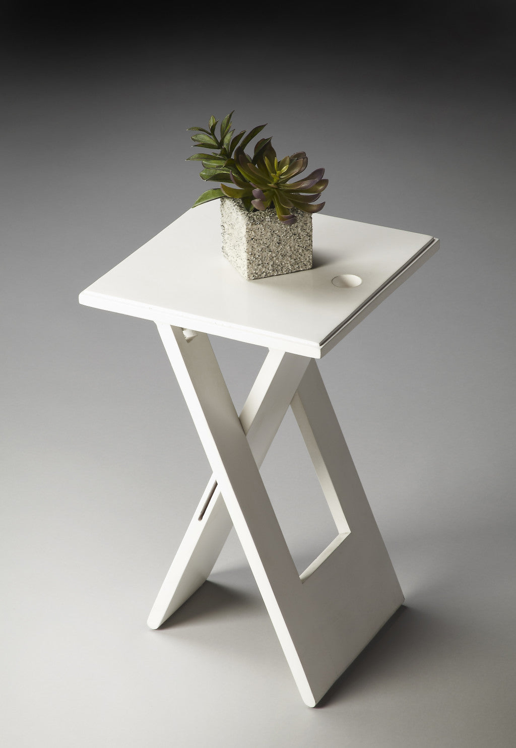 18" White Solid Wood Square Folding End Table By Homeroots