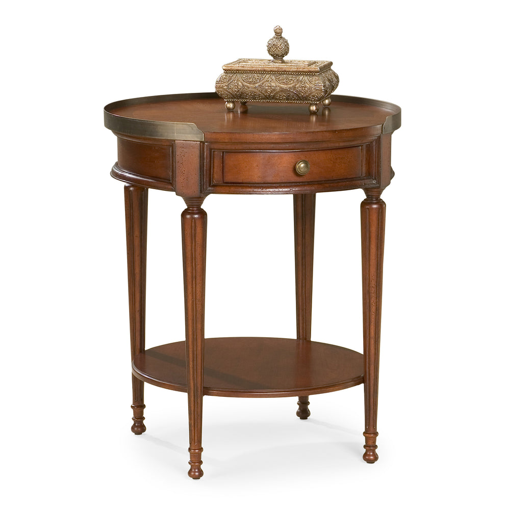 26" Dark Brown Manufactured Wood Round End Table With Drawer And Shelf By Homeroots | End Tables | Modishstore - 3