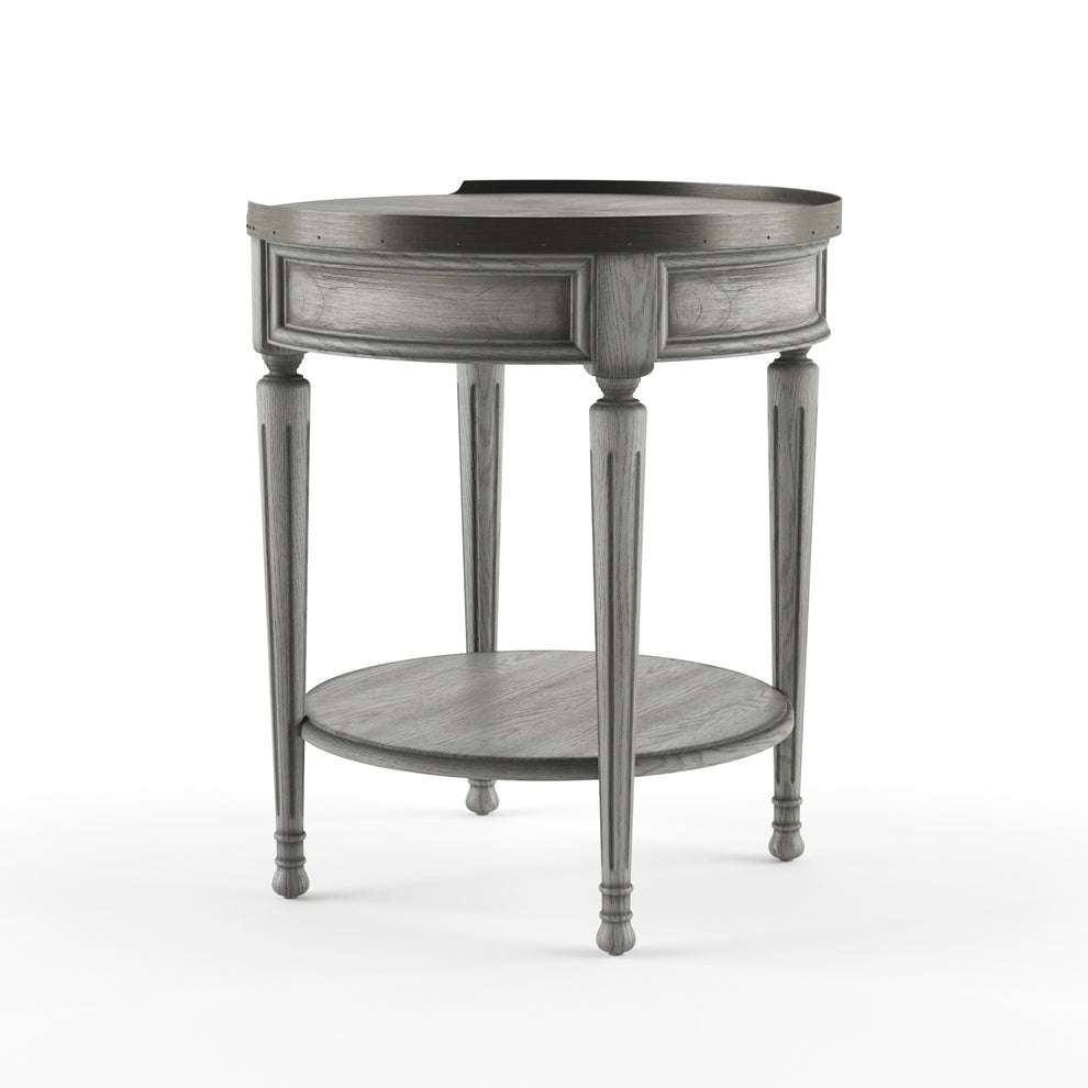 26" Gray Manufactured Wood Round End Table With Drawer And Shelf By Homeroots | End Tables | Modishstore - 2