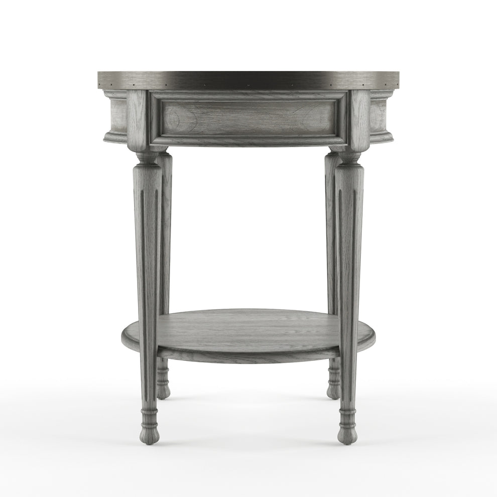 26" Gray Manufactured Wood Round End Table With Drawer And Shelf By Homeroots | End Tables | Modishstore - 3