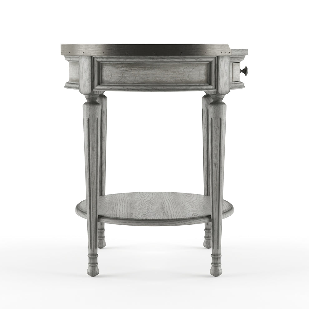 26" Gray Manufactured Wood Round End Table With Drawer And Shelf By Homeroots | End Tables | Modishstore - 5