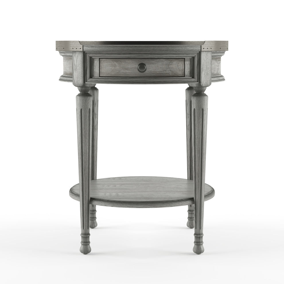 26" Gray Manufactured Wood Round End Table With Drawer And Shelf By Homeroots | End Tables | Modishstore - 6