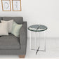 21" Silver Geo Base and Glass Round End Table By Homeroots | End Tables | Modishstore - 2