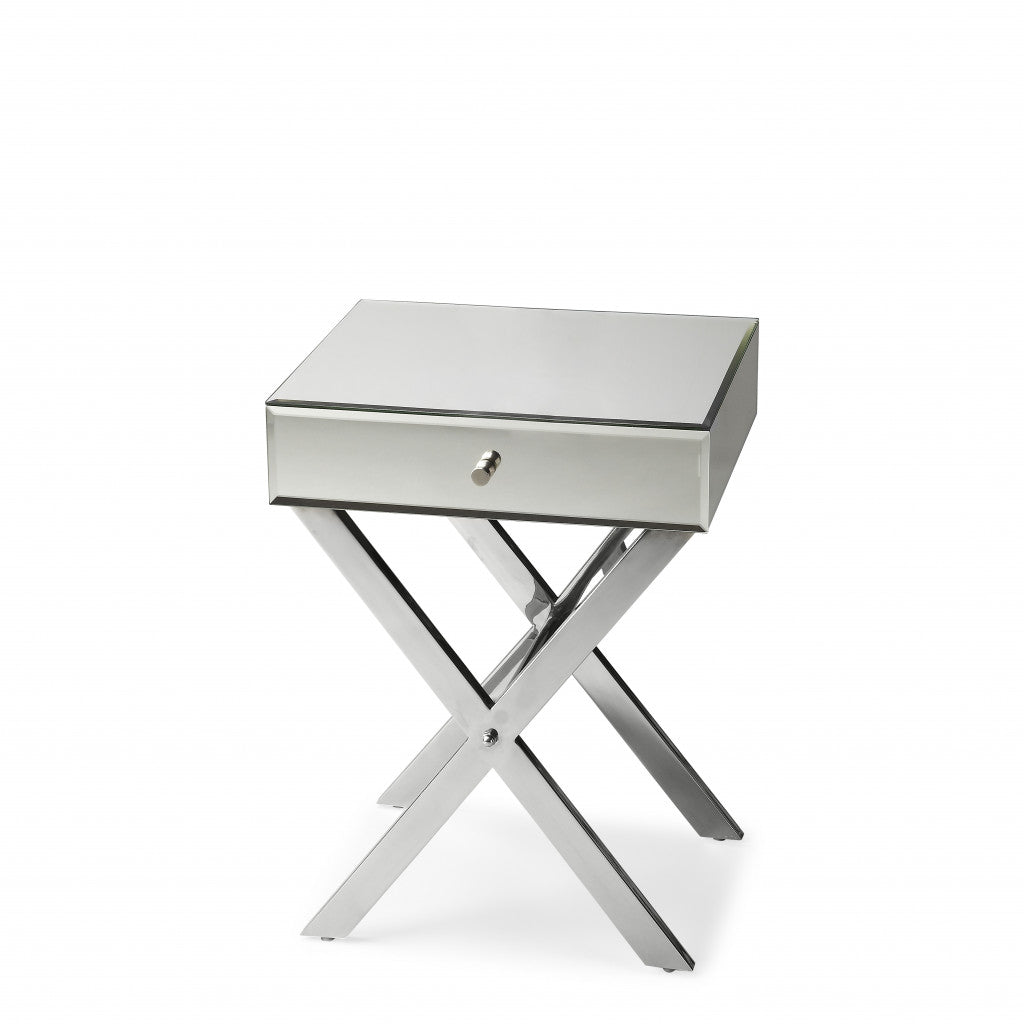 24" Mirrored Glass End Table With Drawer By Homeroots | End Tables | Modishstore