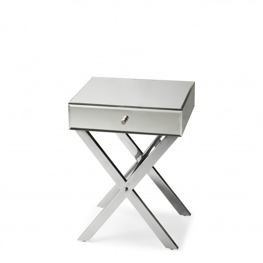 24" Mirrored Glass End Table With Drawer By Homeroots | End Tables | Modishstore