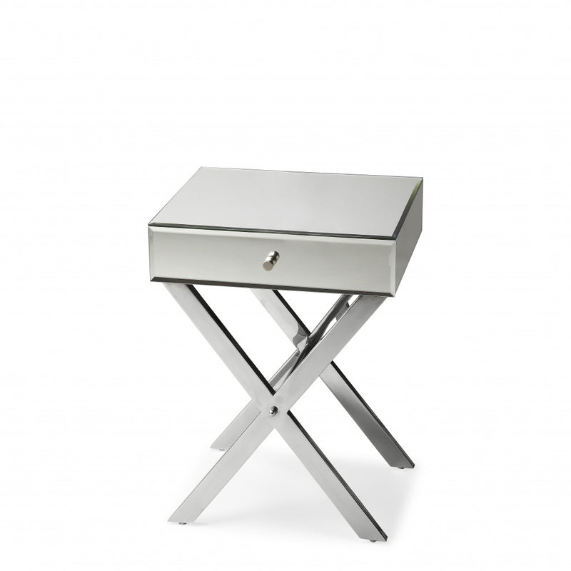 24" Mirrored Glass End Table With Drawer By Homeroots | End Tables | Modishstore
