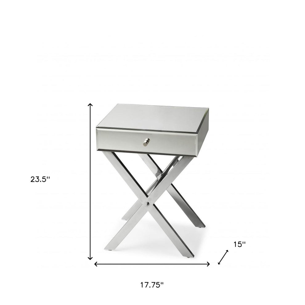 24" Mirrored Glass End Table With Drawer By Homeroots | End Tables | Modishstore - 6
