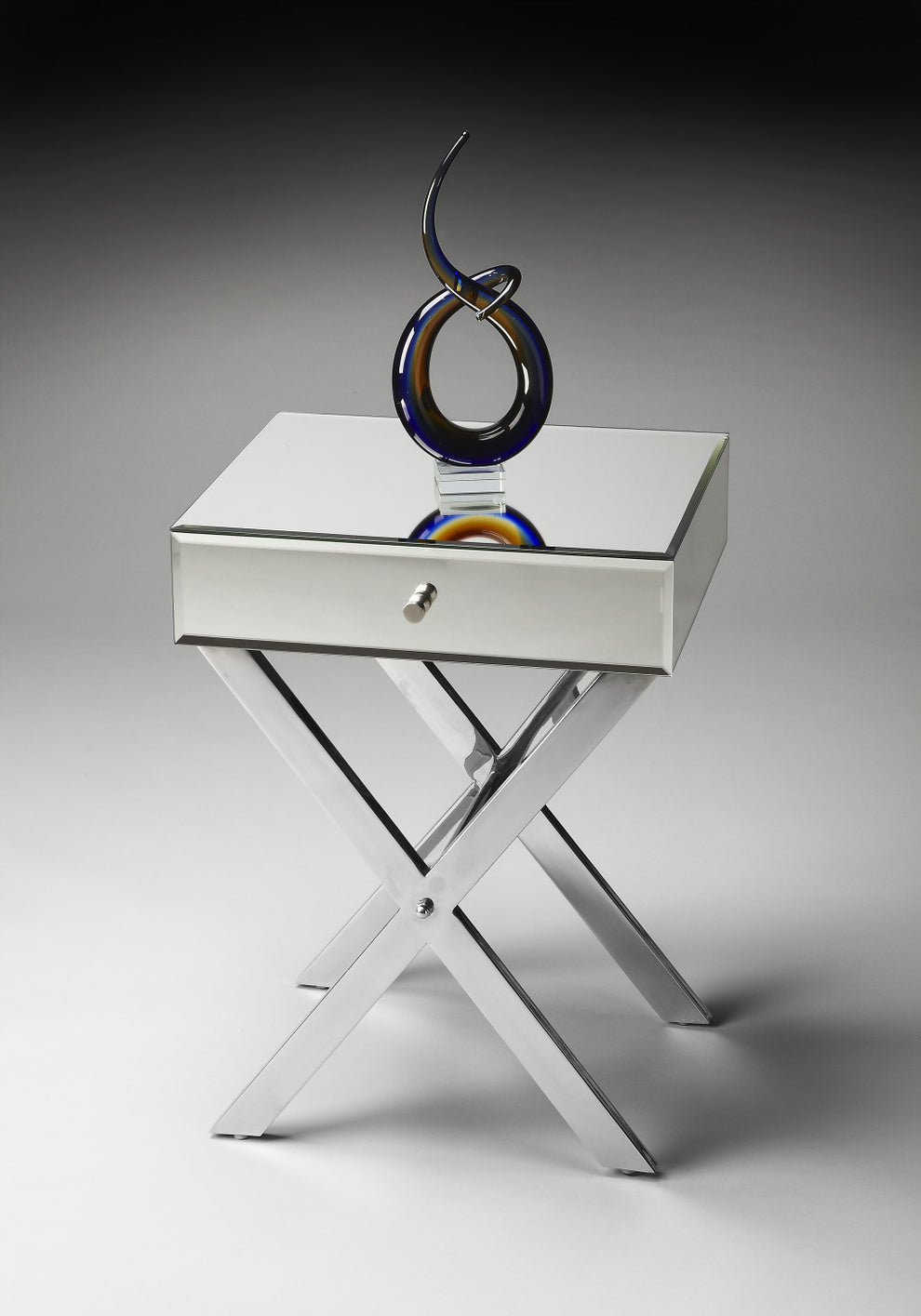 24" Mirrored Glass End Table With Drawer By Homeroots | End Tables | Modishstore - 5