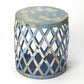17" Rustic Blue Iron Lattice Round Top End Table By Homeroots | End Tables | Modishstore