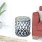 17" Rustic Blue Iron Lattice Round Top End Table By Homeroots | End Tables | Modishstore - 2