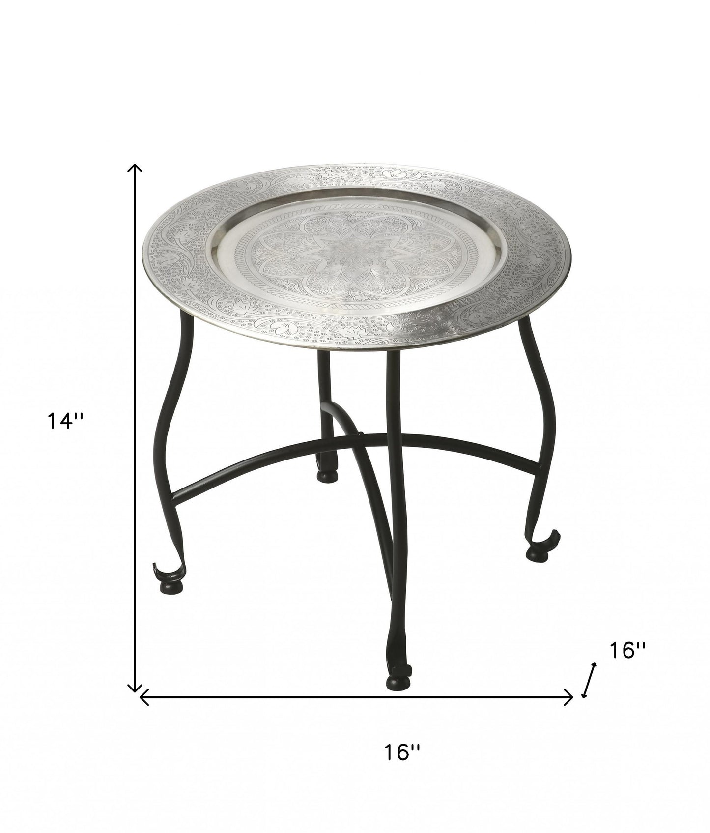 14" Black And Silver Aluminum Round End Table By Homeroots | End Tables | Modishstore - 5